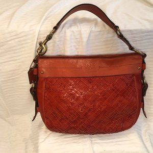 COACH woven leather ZOE shoulder bag